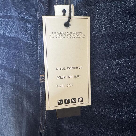 Judy Blue Jeans Womens 13/31 Dark Rigid Front Stretch Back Distressed Raw Hem - Picture 6 of 15